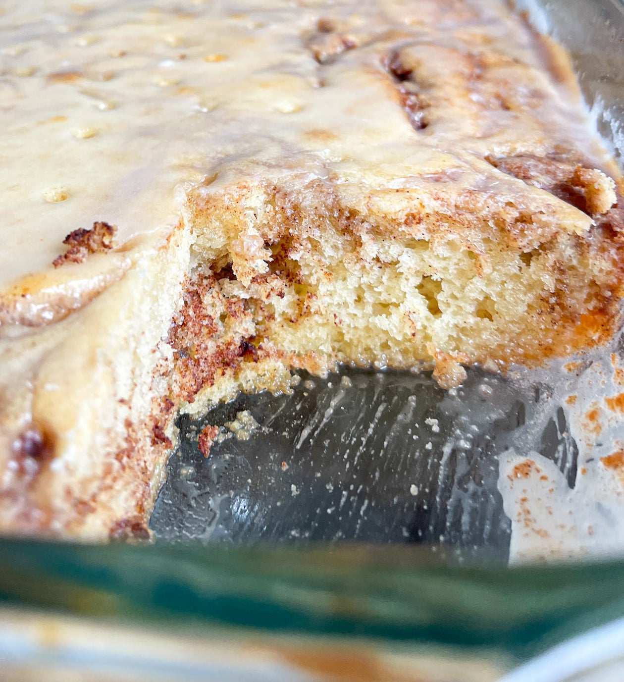 cross-section of the cut cake