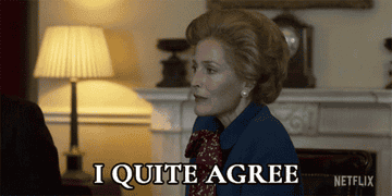 gillian anderson as margarer thatcher says i quite agree