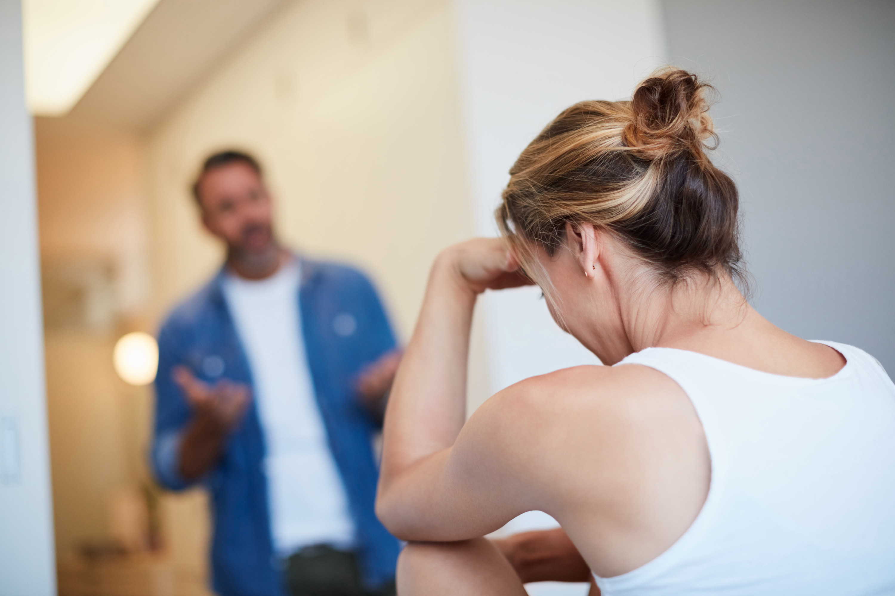 A woman seemingly arguing with her significant other