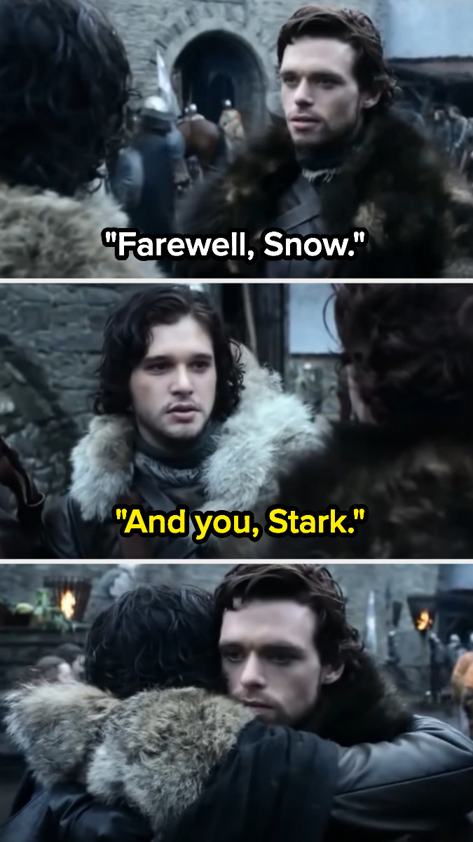 Farewell, Snow. &quot;And you, Stark&quot; and then they hug