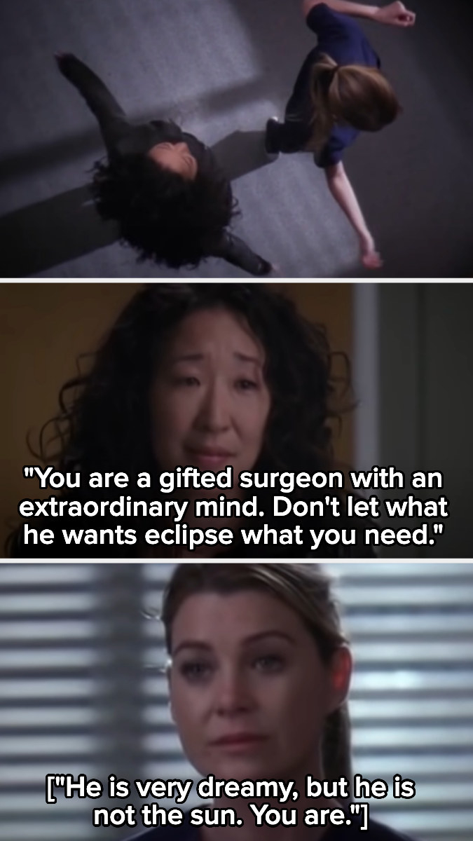 Cristina: &quot;You are a gifted surgeon with an extraordinary mind. don&#x27;t let what he wants eclipse what you need. He is very dreamy but he is not the sun. you are&quot;
