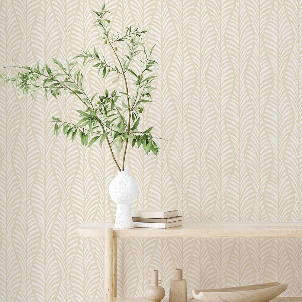 the beige wallpaper