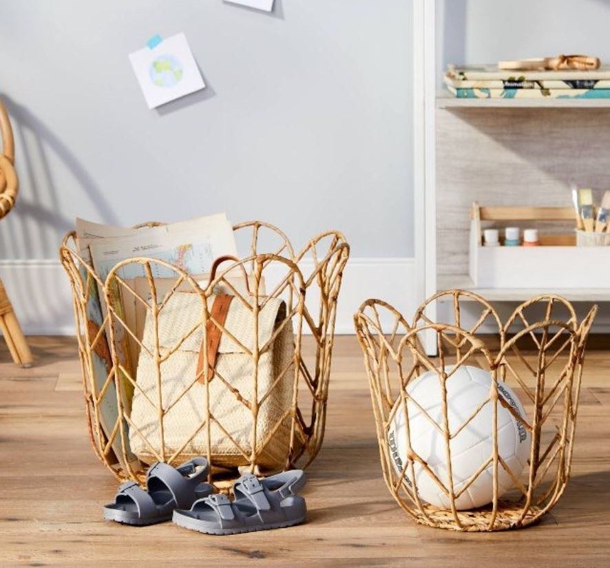 tulip-shaped woven baskets