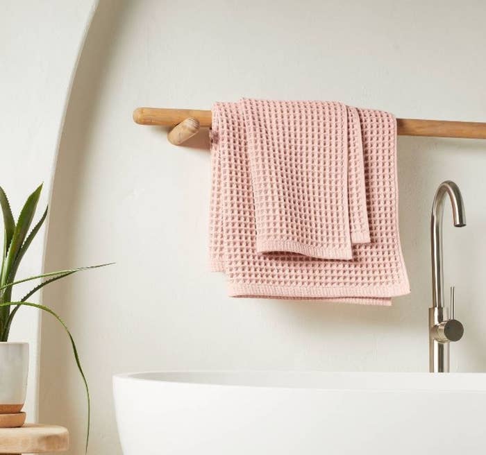 pink waffle towel