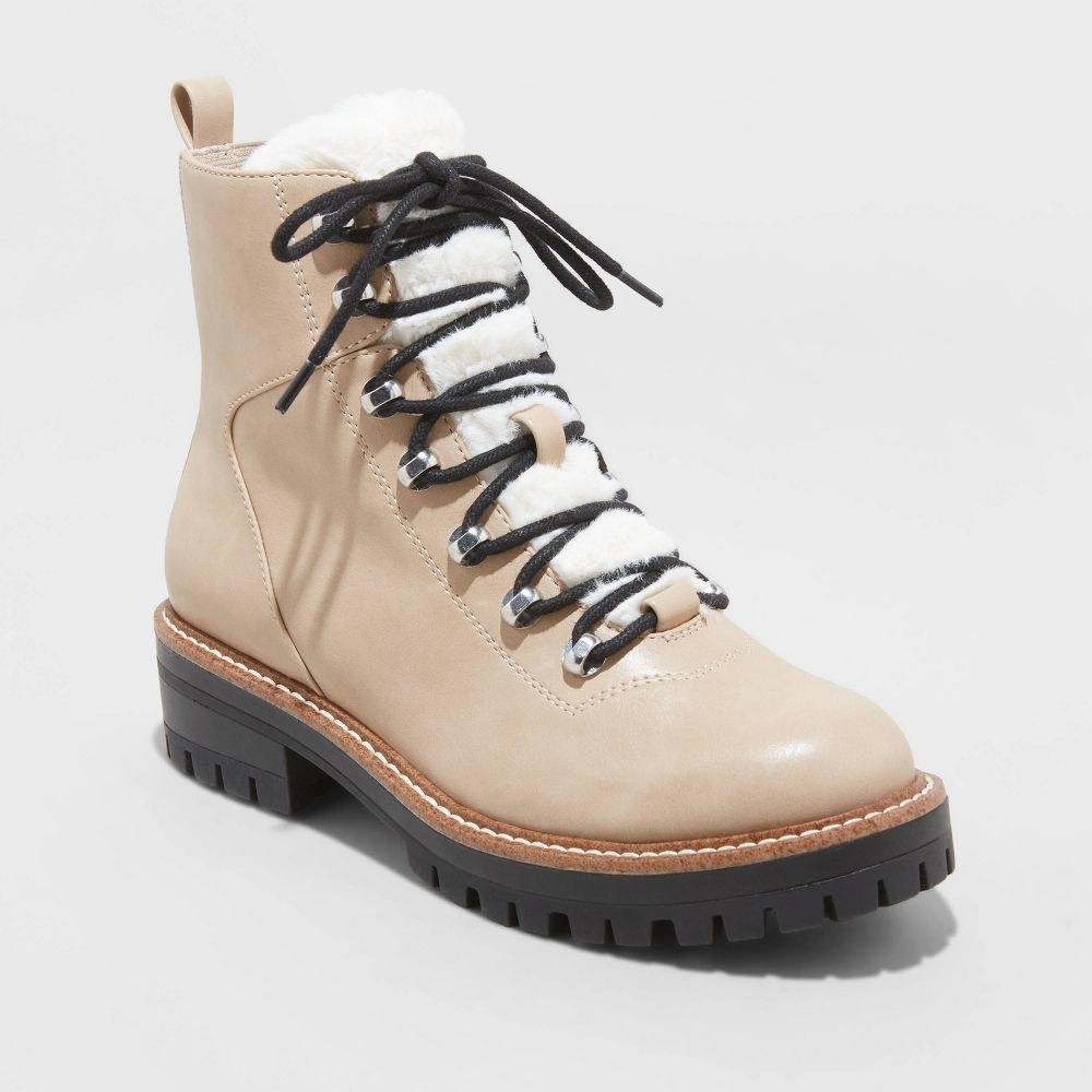 the hiking boots in taupe