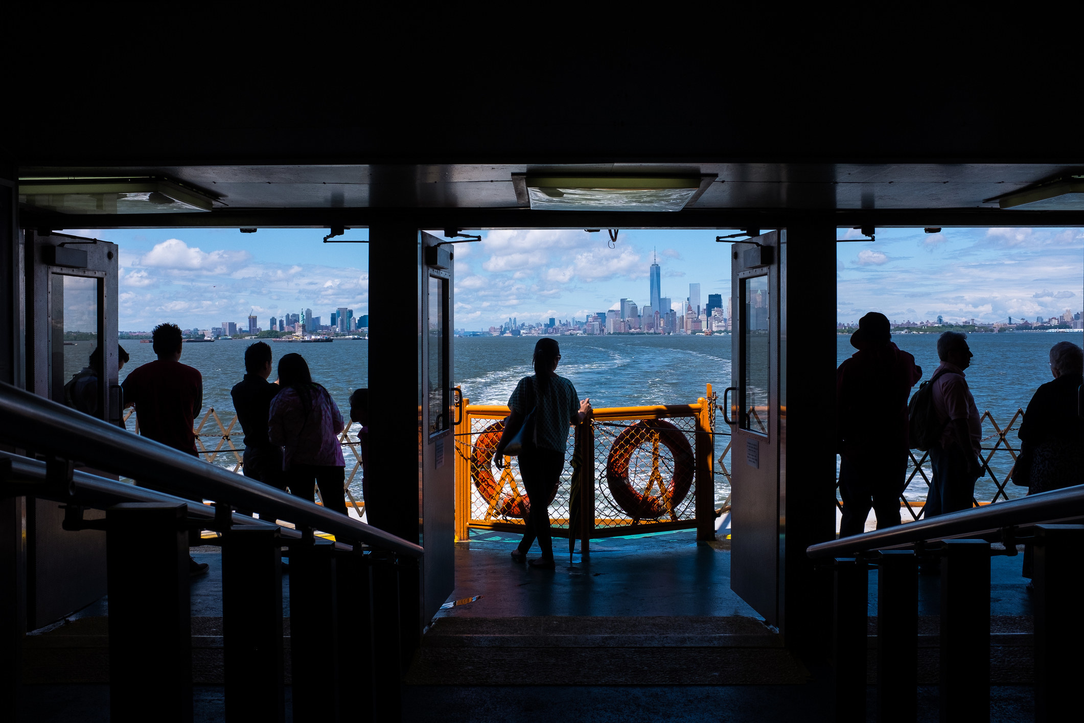 Passengers travel on the Staten Island Ferry in New York City