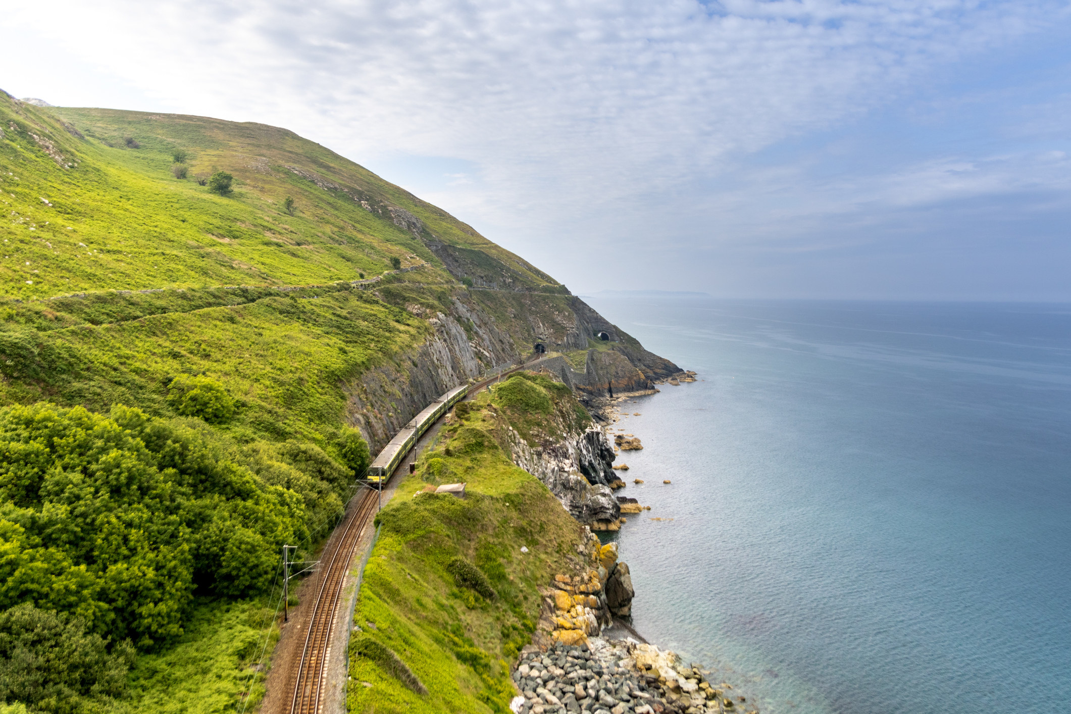 A train next to the sea in Ireland