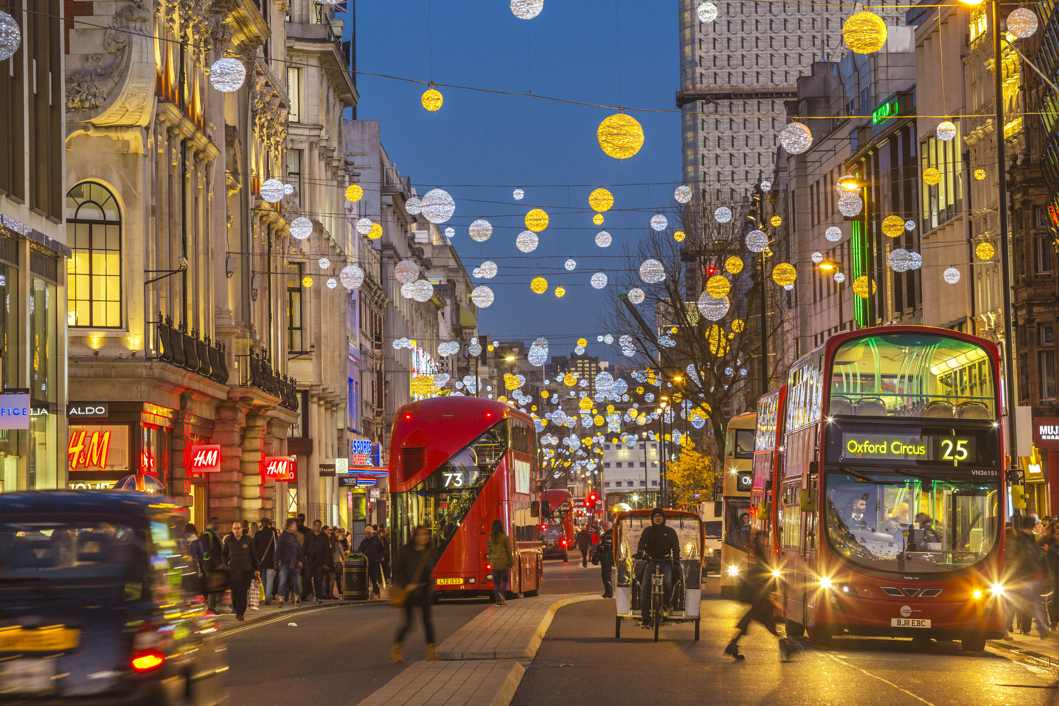 Busses on Oxford Street in London