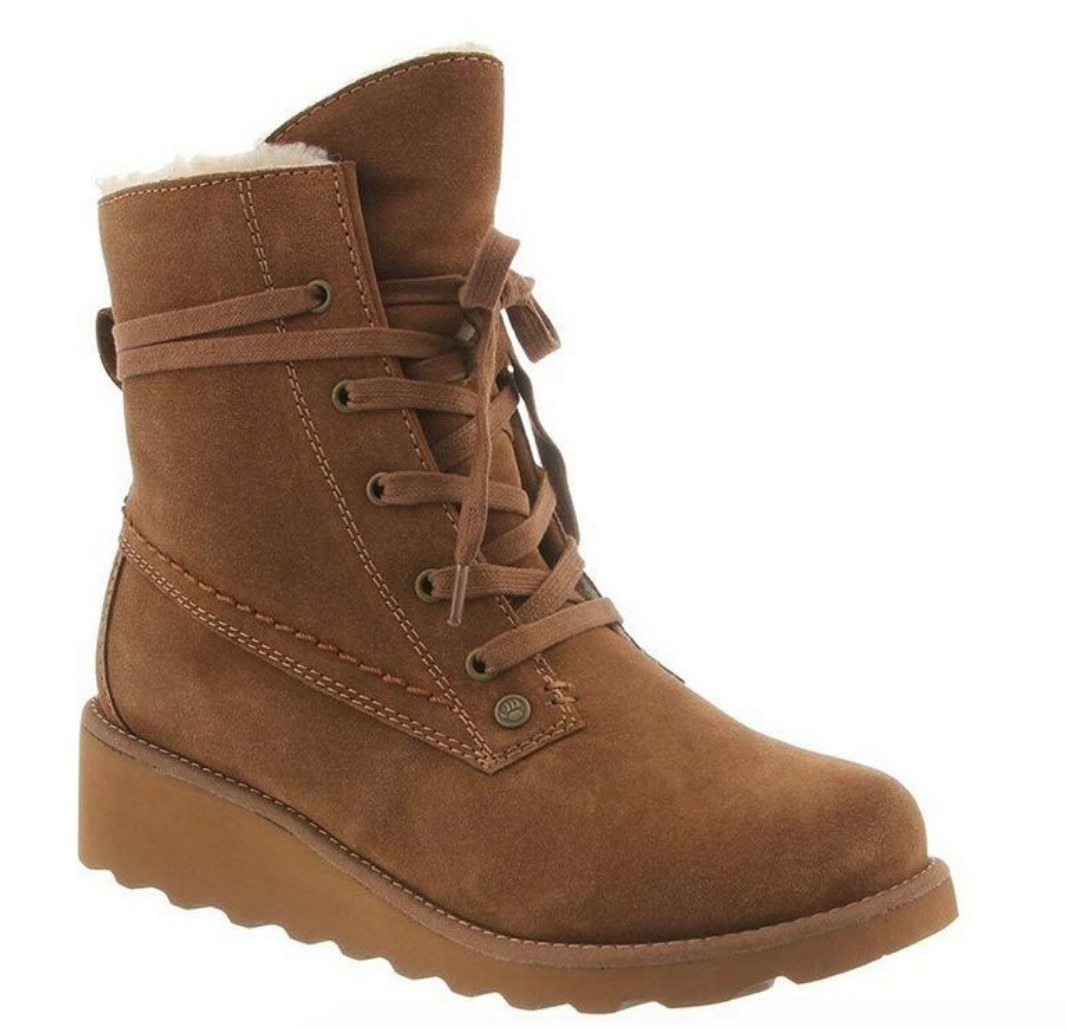 Lace up camel booties