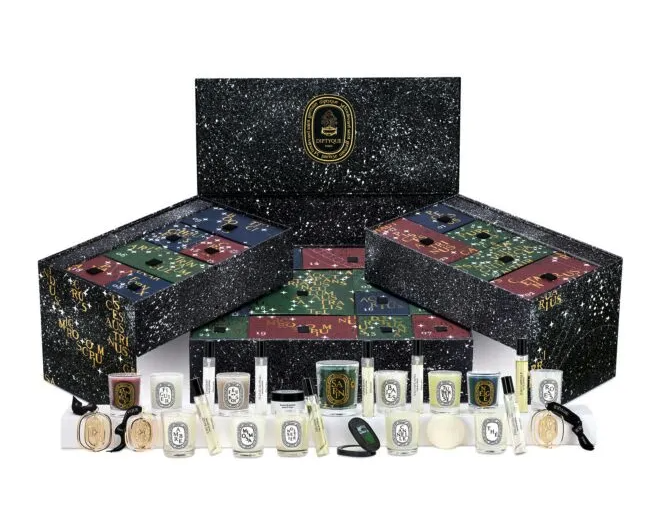 the Diptyque advent calendar filled with mini candles and perfumes