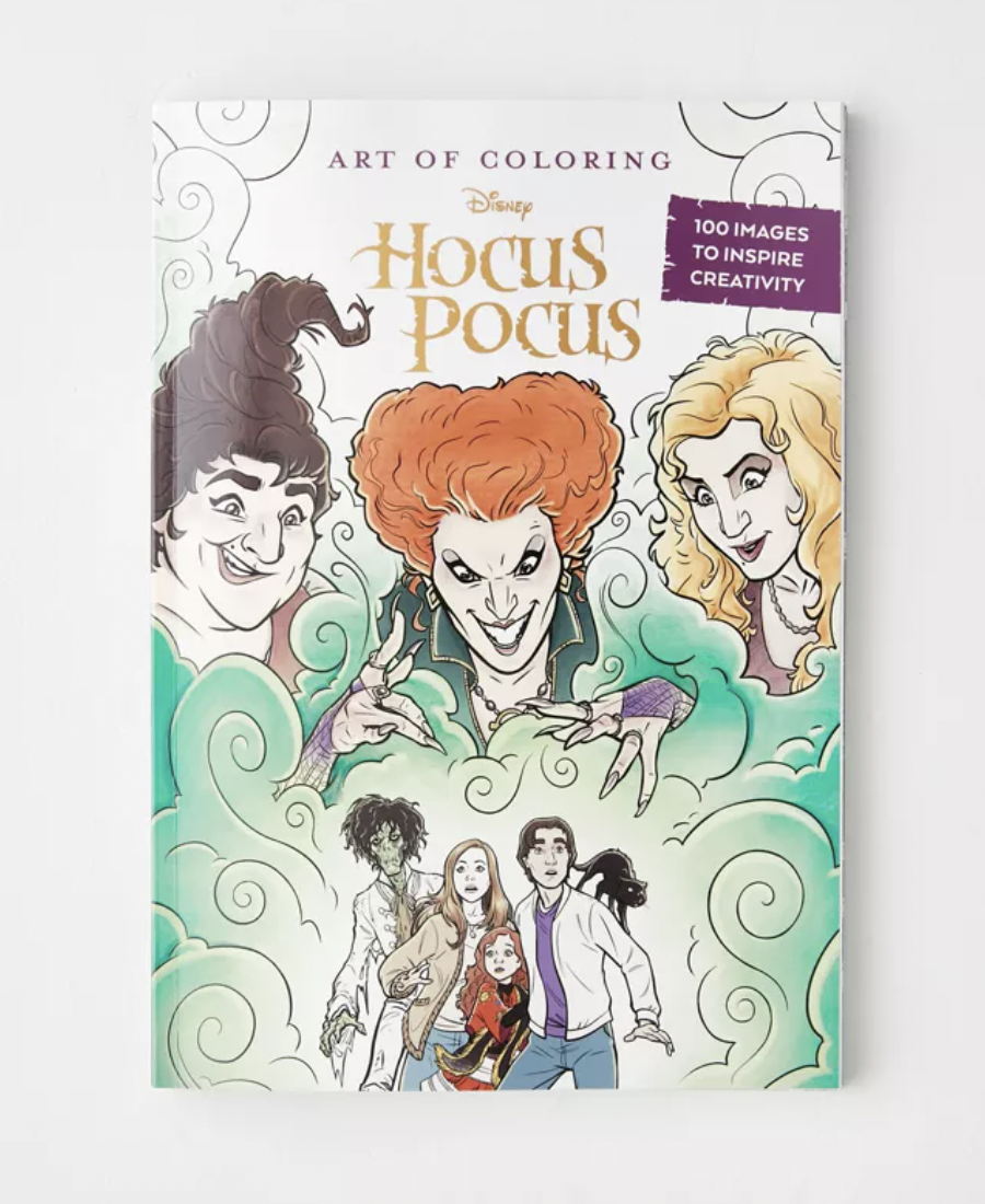 the cover of the hocus pocus-themed colouring book