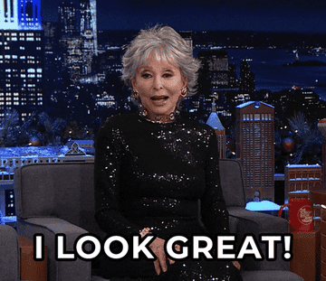 GIF of Rita Moreno saying, &quot;I look great!&quot; on &quot;The Tonight Show Starring Jimmy Fallon&quot;