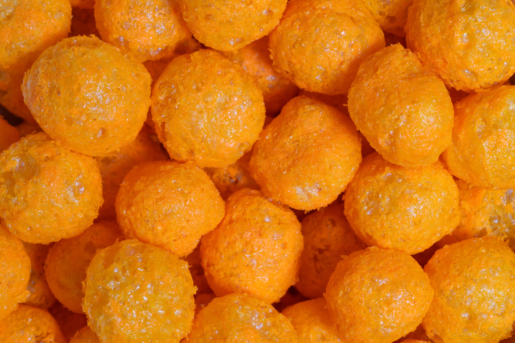 Top view of cheese puff balls snack