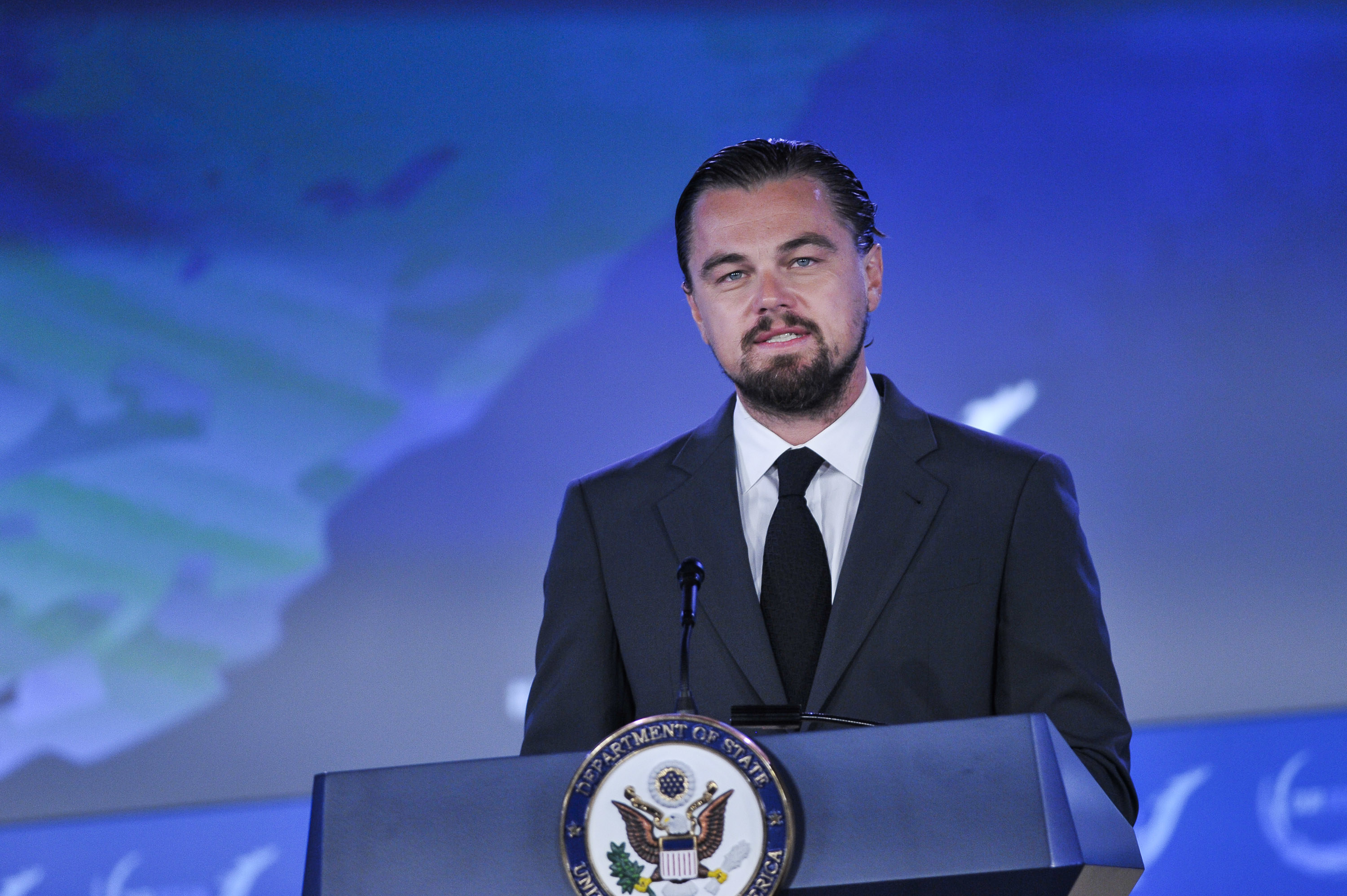 Actor Leonardo DiCaprio speaks during the second and the final day of the &#x27;Our Ocean&#x27; conference June 17, 2014 at the State Department in Washington, DC