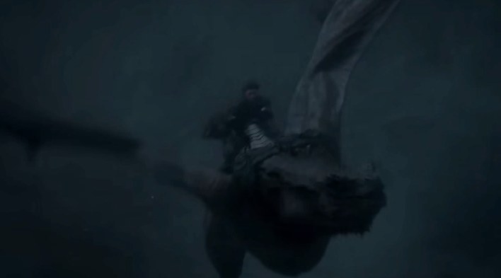 Someone rides a dragon in the dark