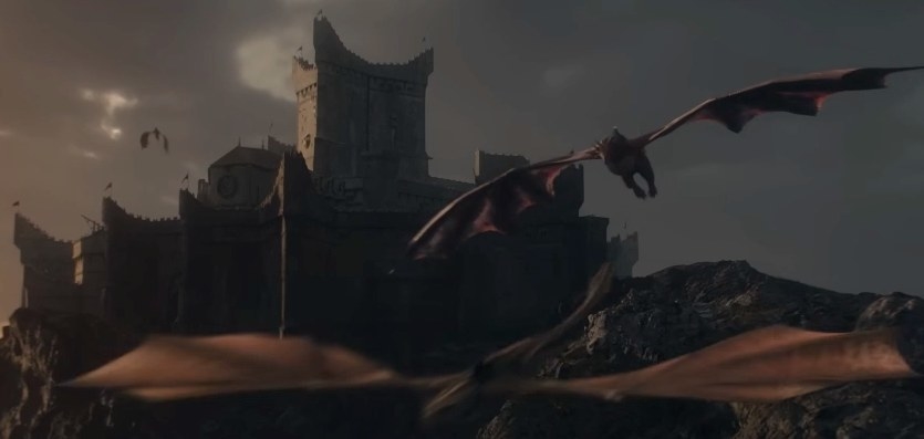 Three dragons fly away from Dragonstone