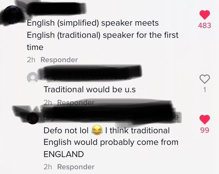 american saying that traditional english comes from the usa