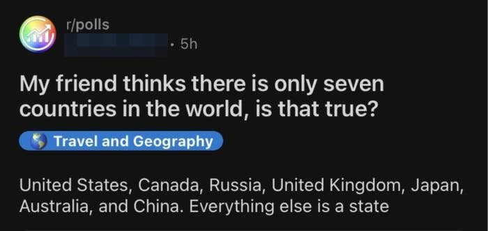 american who thinks there are only 7 countries in the world