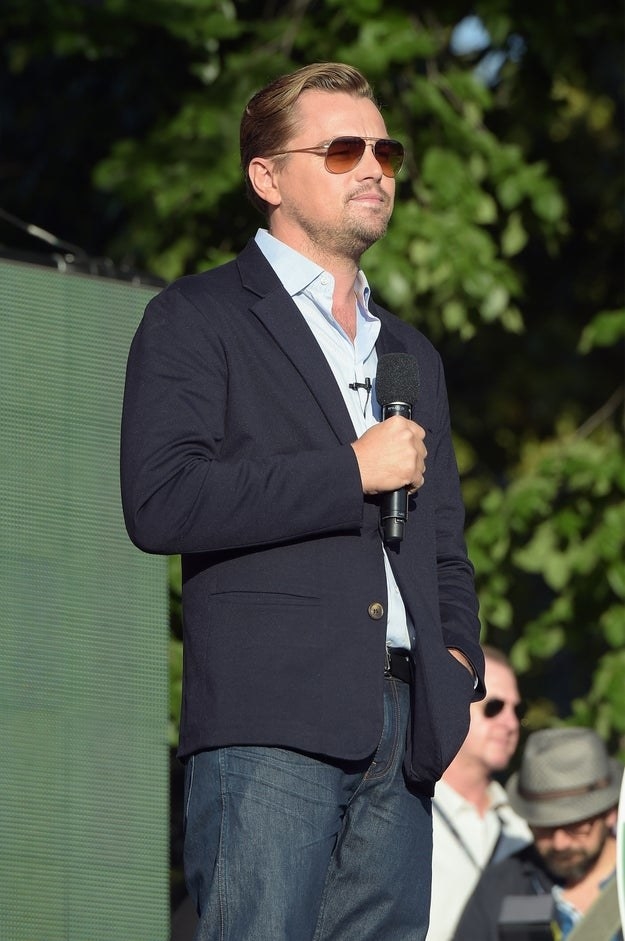 Actor Leonardo DiCaprio speaks on stage at the 2015 Global Citizen Festival to end extreme poverty by 2030 in Central Park on September 26, 2015 in New York City