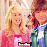 a gif of sharpay evans saying toodles
