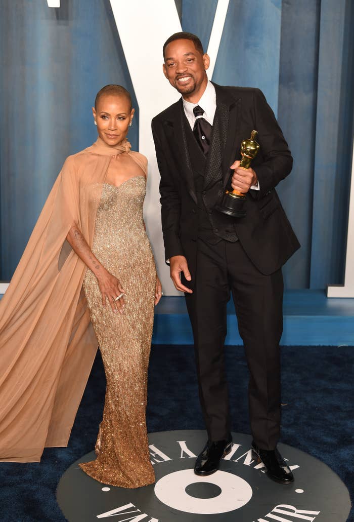 Will Smith and wife Jada Pinkett Smith attending the Vanity Fair Oscar Party