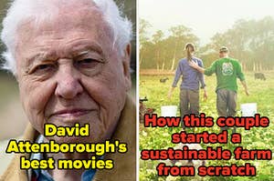 David Attenborough and two farmers