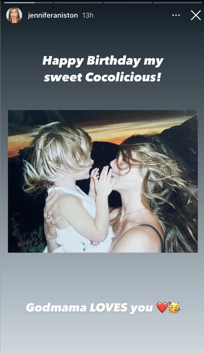 Screenshot from Jennifer Aniston&#x27;s Instagram stories