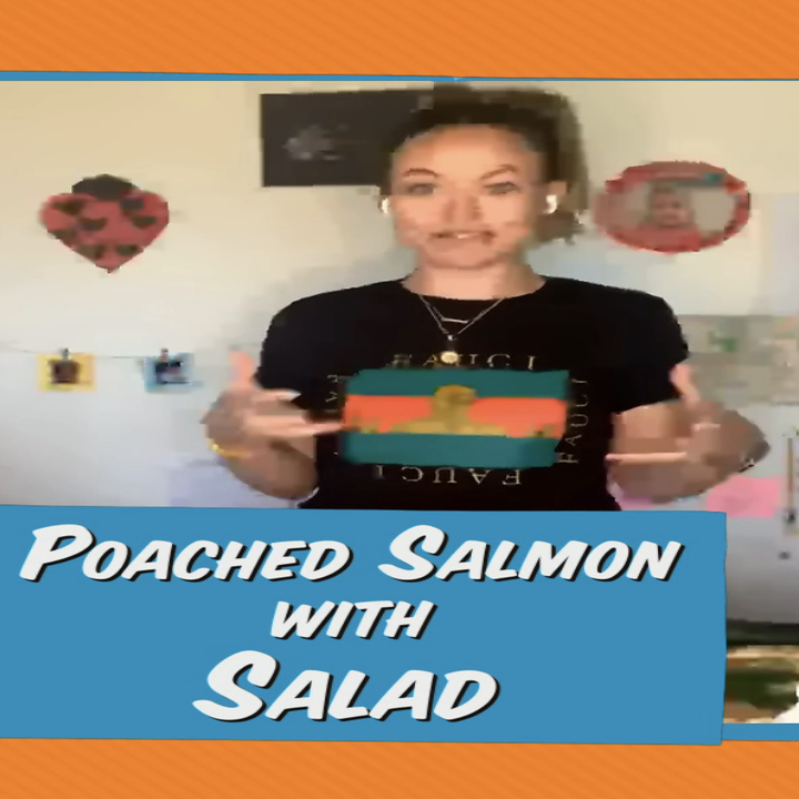 olivia wilde making poached salmon with salad on the show