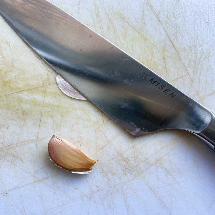 chopping garlic