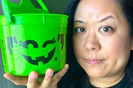 Holding one of the buckets