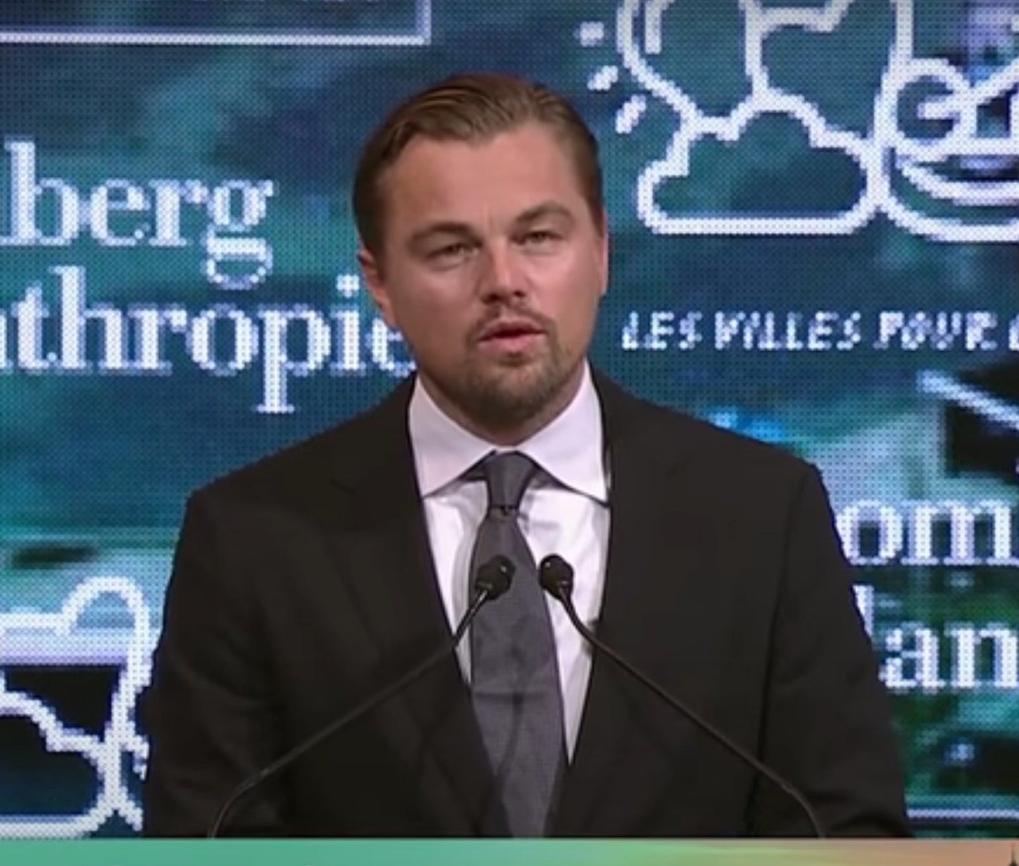 Leonardo DiCaprio speaks at the Climate Summit for Local Leaders in 2015