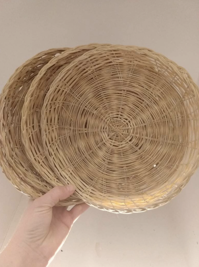 Wicker woven flat baskets