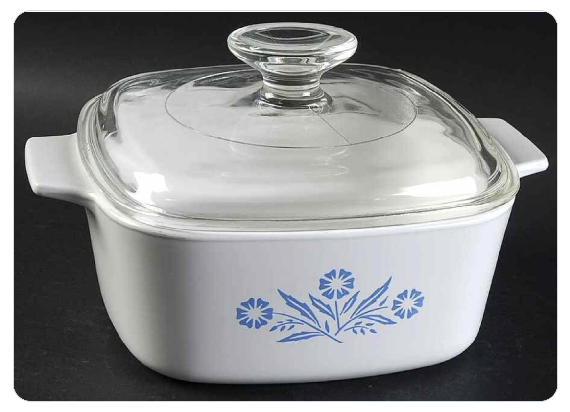 Old-school square quart dish with glass top