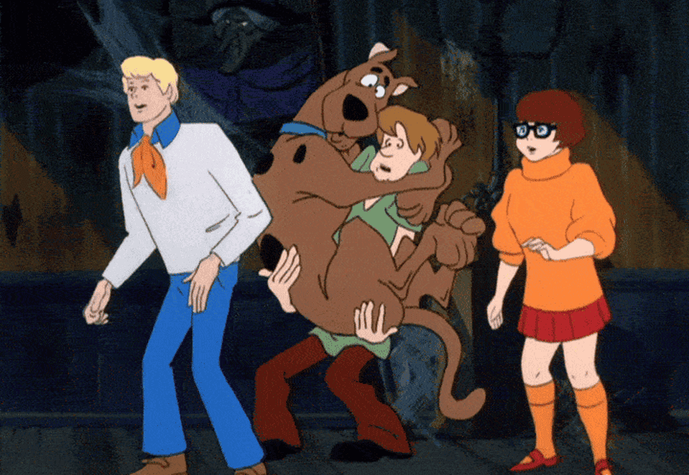 the scooby doo gang being scared