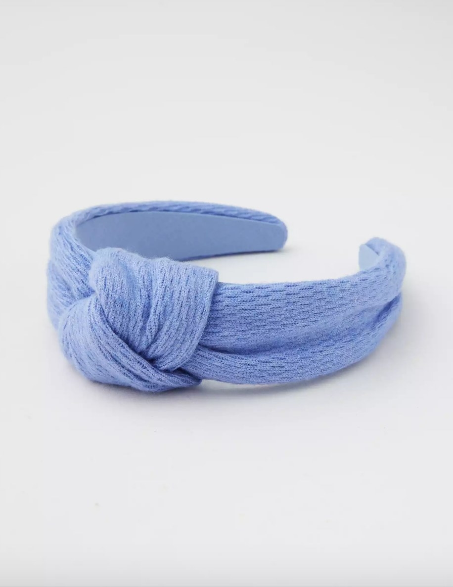 Blue fleece topknot headband