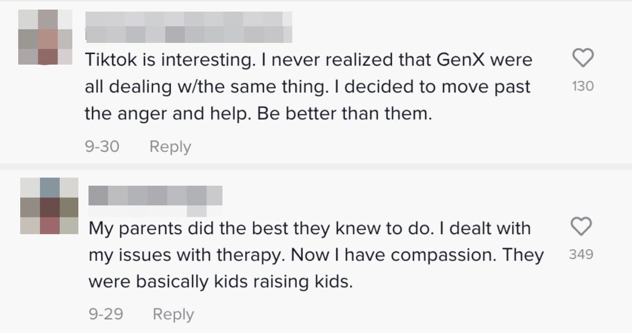 Two comments: &quot;I decided to move past the anger and help be better than them&quot; and &quot;I dealt with my issues with therapy now I have compassion&quot;