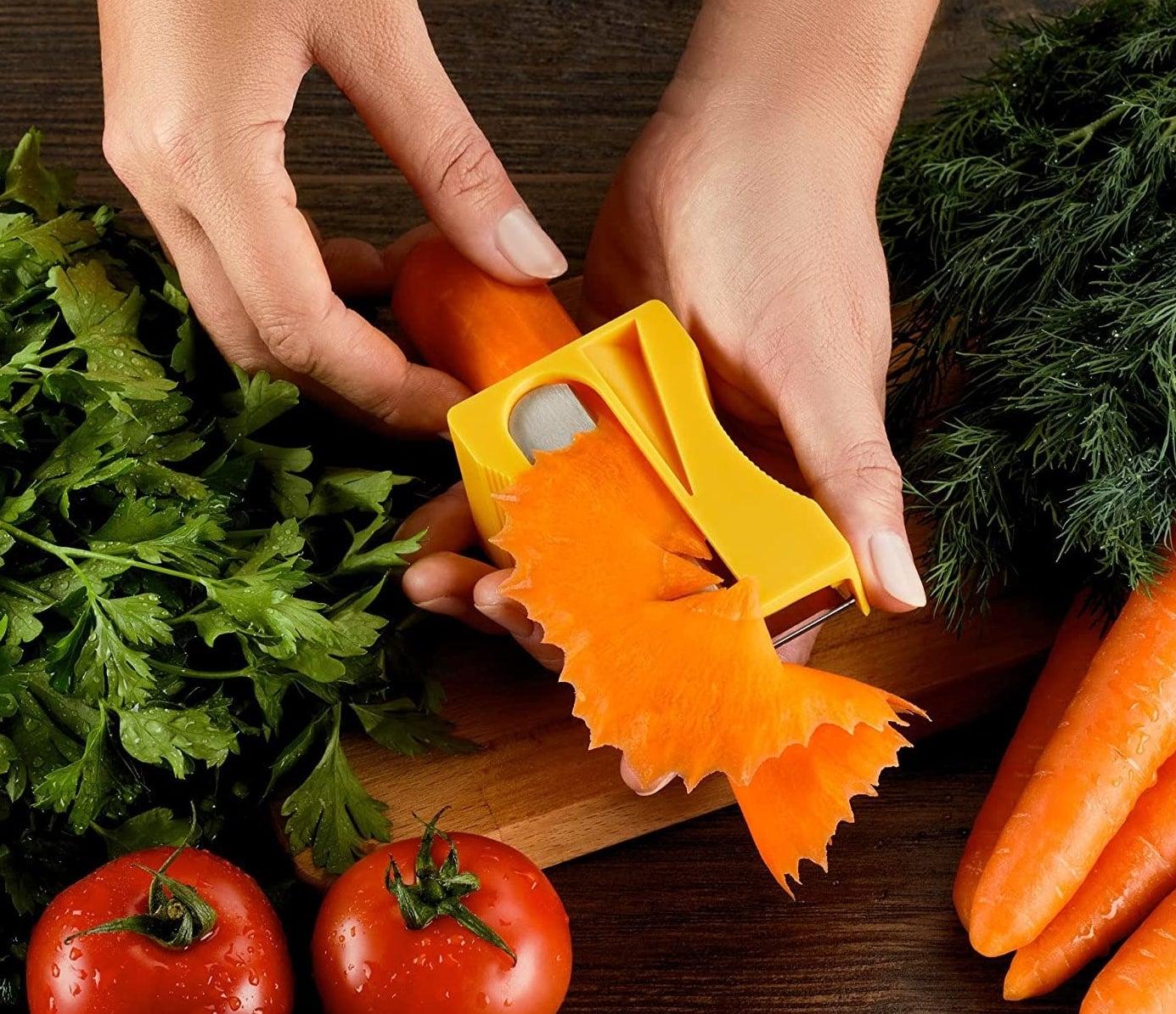 a person using the pencil sharpener- shaped veggie peeler