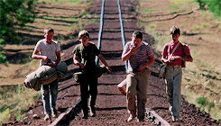 Kids in the movie &quot;Stand by Me&quot; walking down the train tracks
