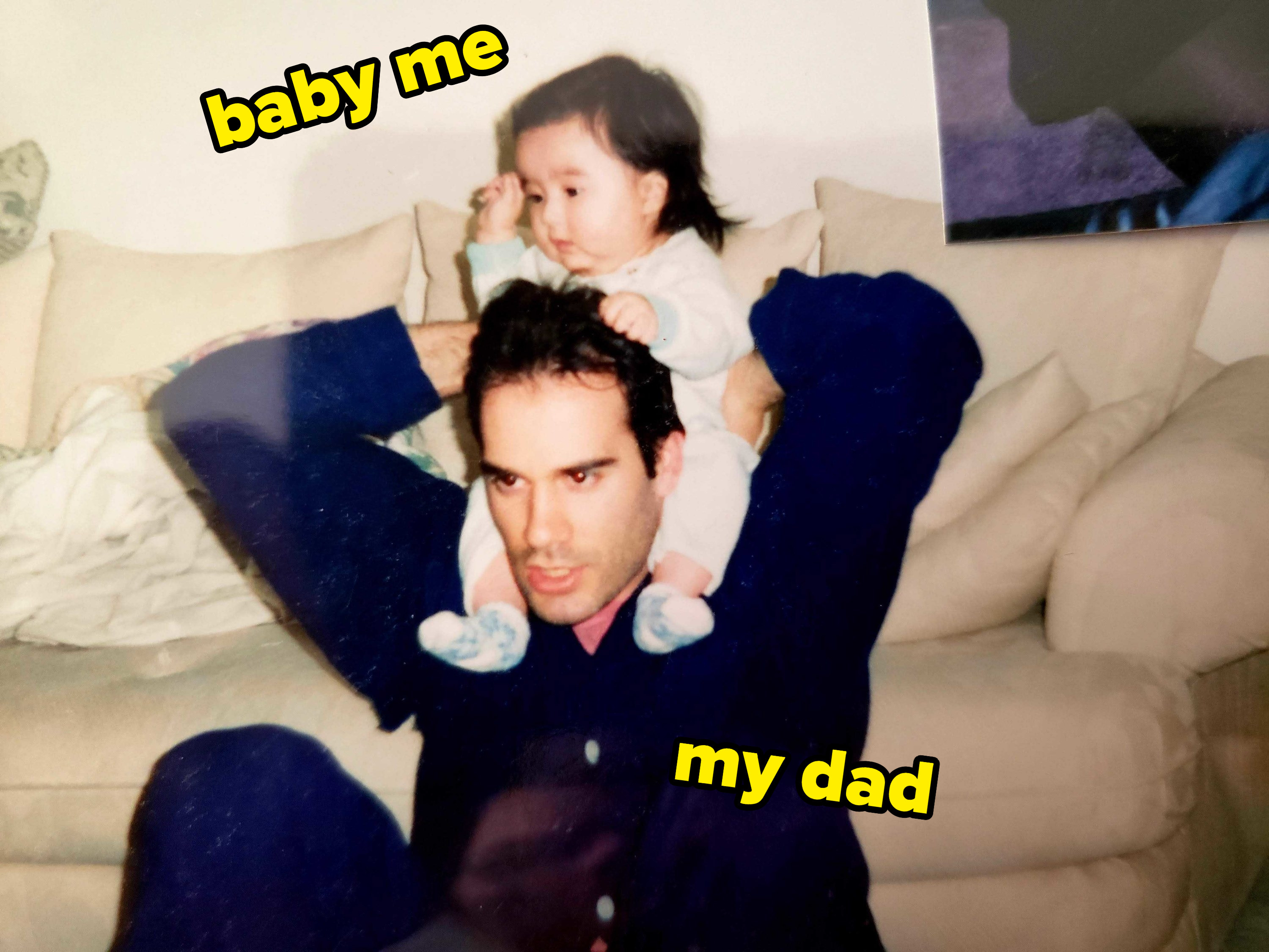 author with her father as a baby