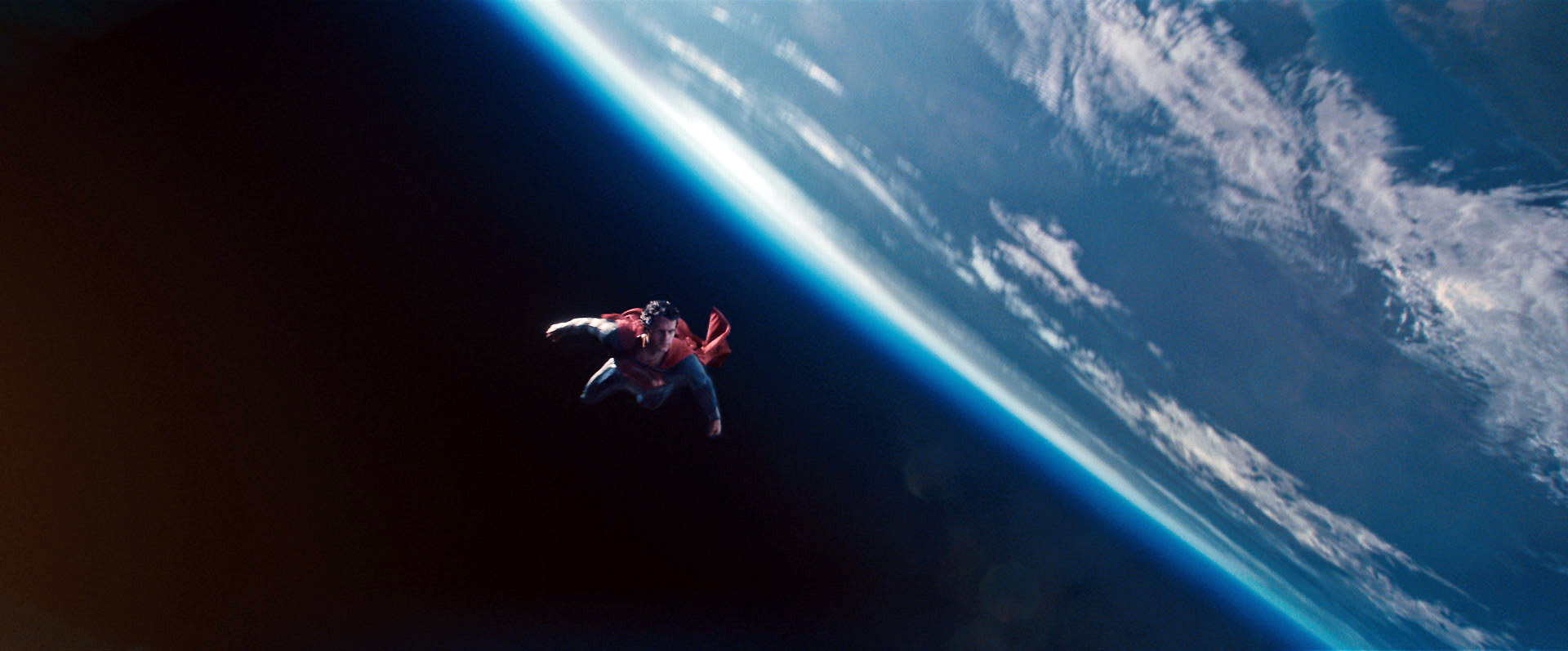 Superman flying in space