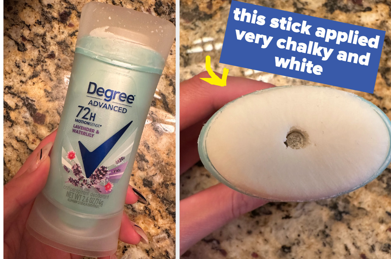 front and overhead shots of a stick of degree deodorant