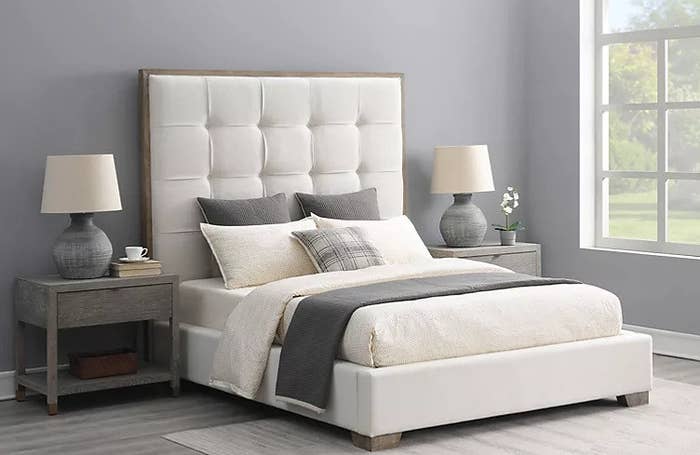 The ivory tufted bed