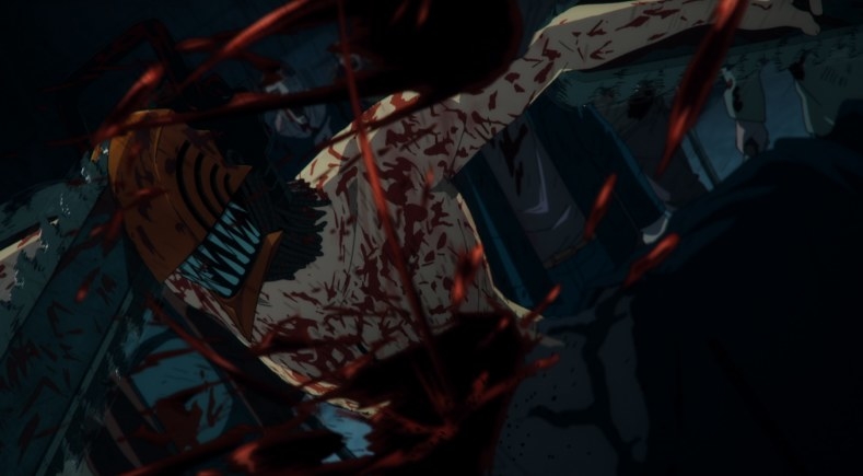 Denji as Chainsaw Man slashing through zombies