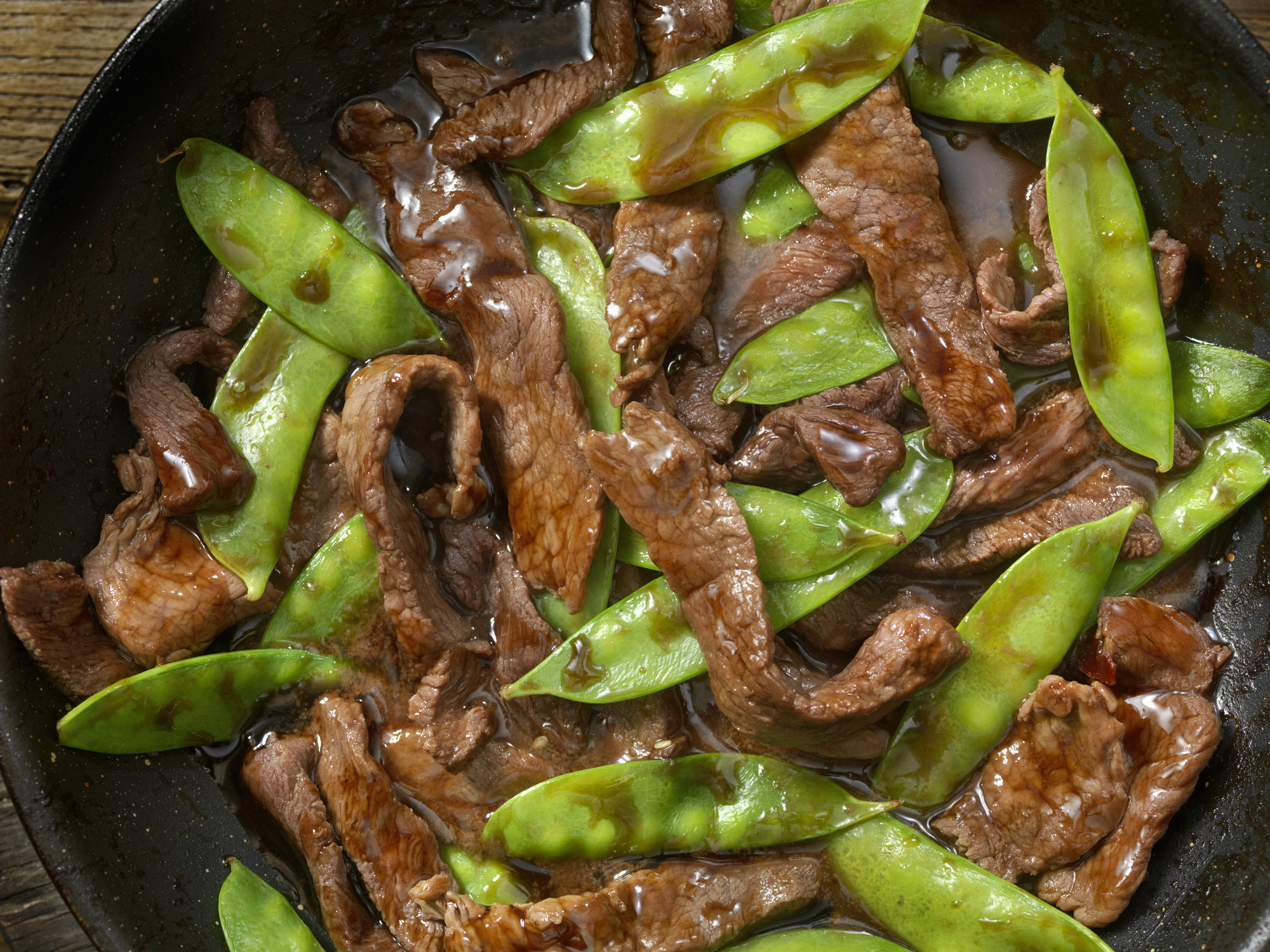 Beef and snow pea stir fry
