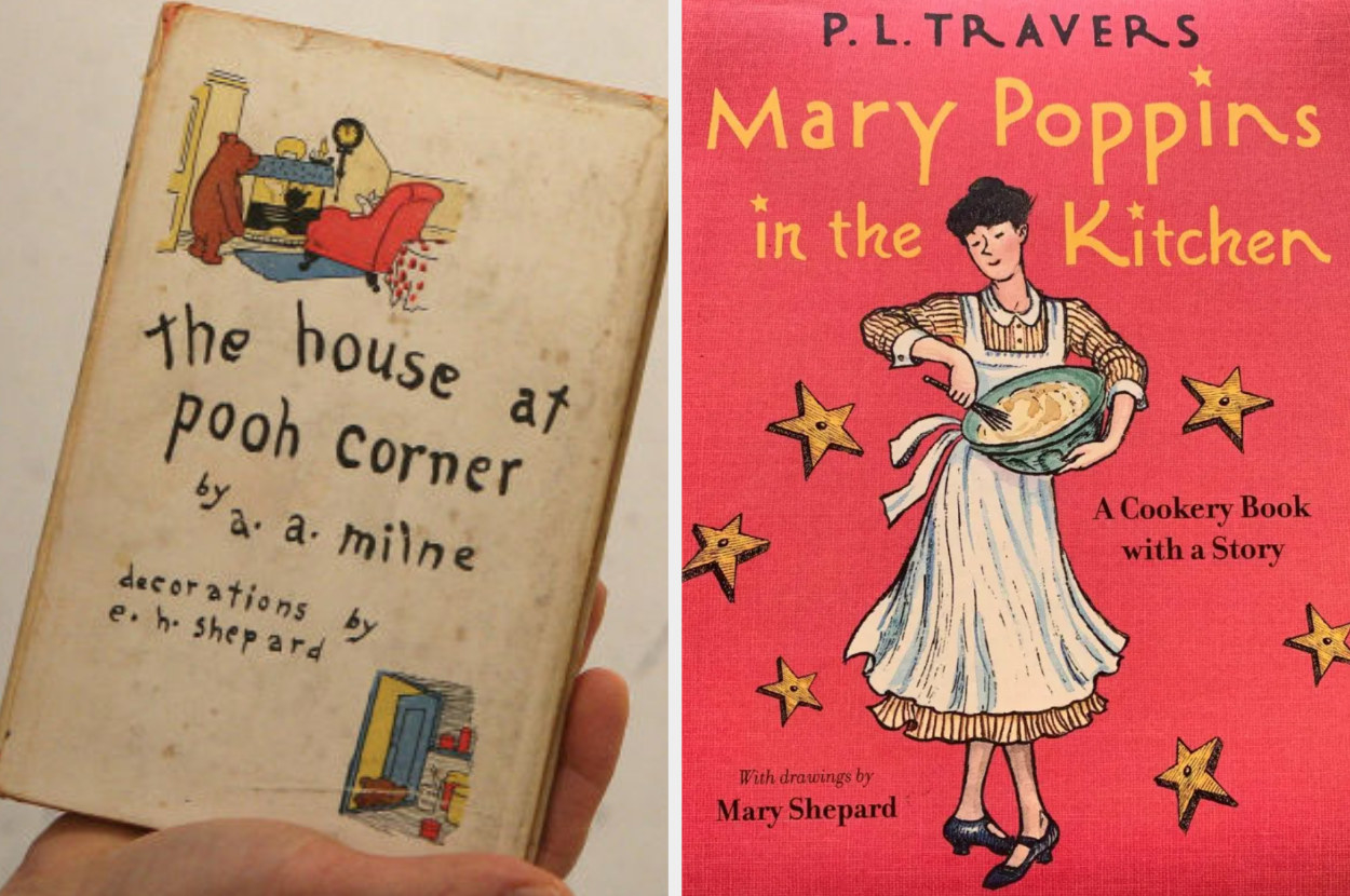 Book covers for &quot;The House at Pooh Corner&quot; and &quot;Mary Poppins in the Kitchen&quot;