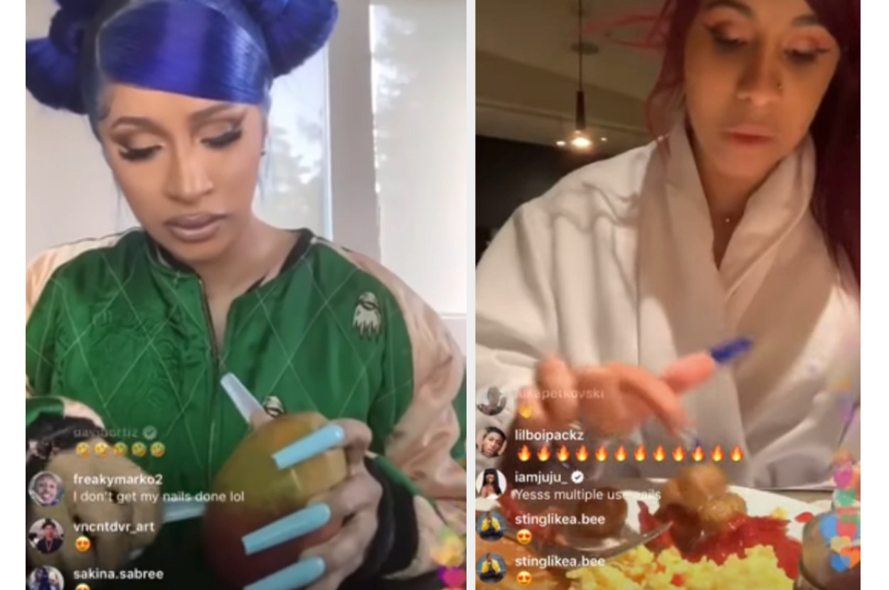 Screenshots of Cardi B&#x27;s food videos