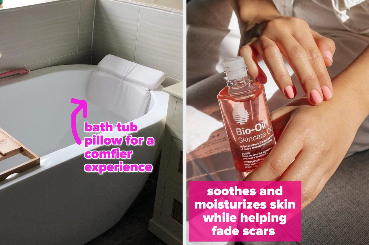 the white pillow attached to the side of a tub