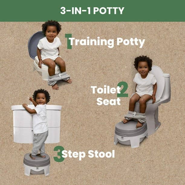 Boy using the potty three ways