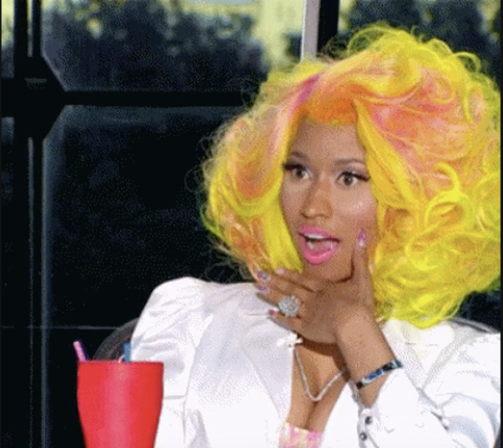 Nicki Minaj acting surprised