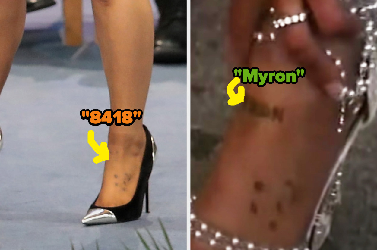 &quot;8418&quot; on her ankle vs &quot;Myron&quot;